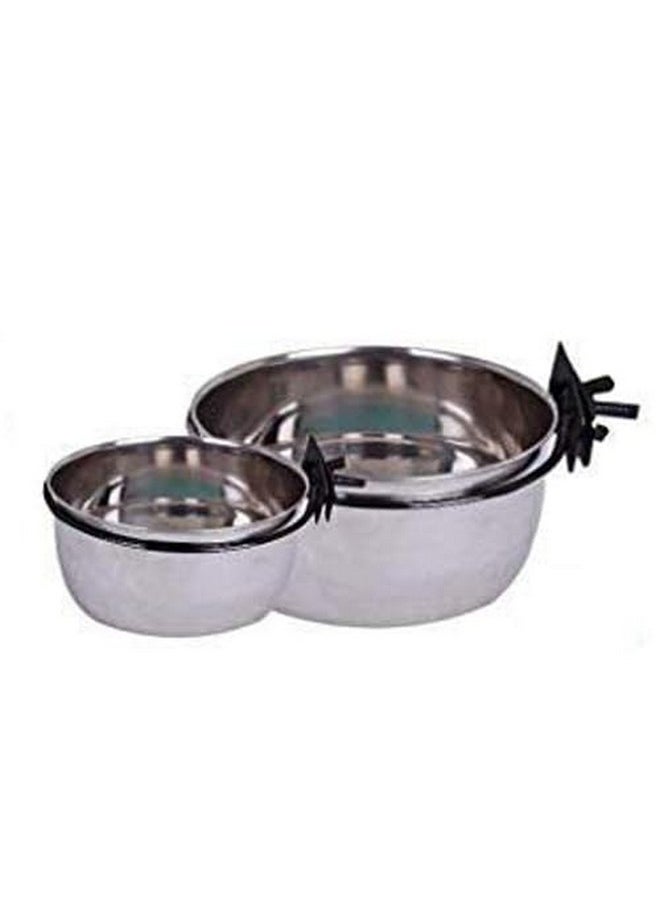 Sage Square Sage Square Stainless Steel Birds Feeder Bowl with Clamp Holder, 200 ml Birds Coop Cup Feeder Bowl with Hook Holder, 200 ml (Pack of 2 Bowls)  - Image 1