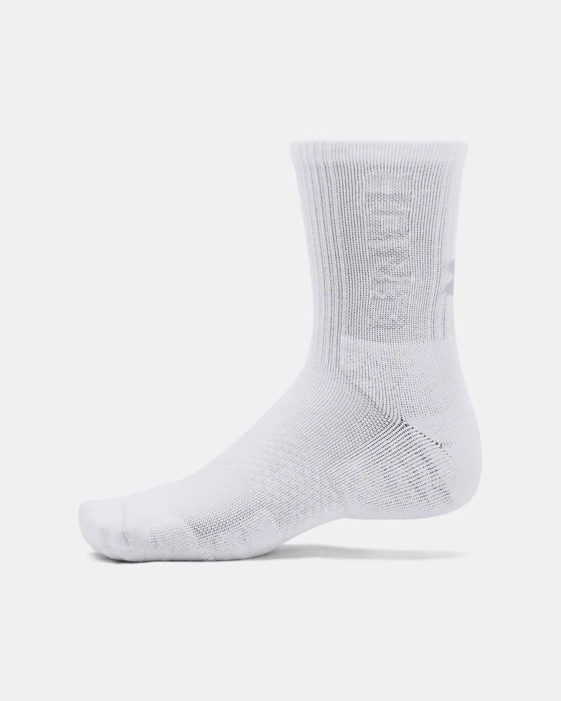 UNDER ARMOUR White 3-Maker Mid-Crew Socks (3 Pack)  | Best Price UAE
