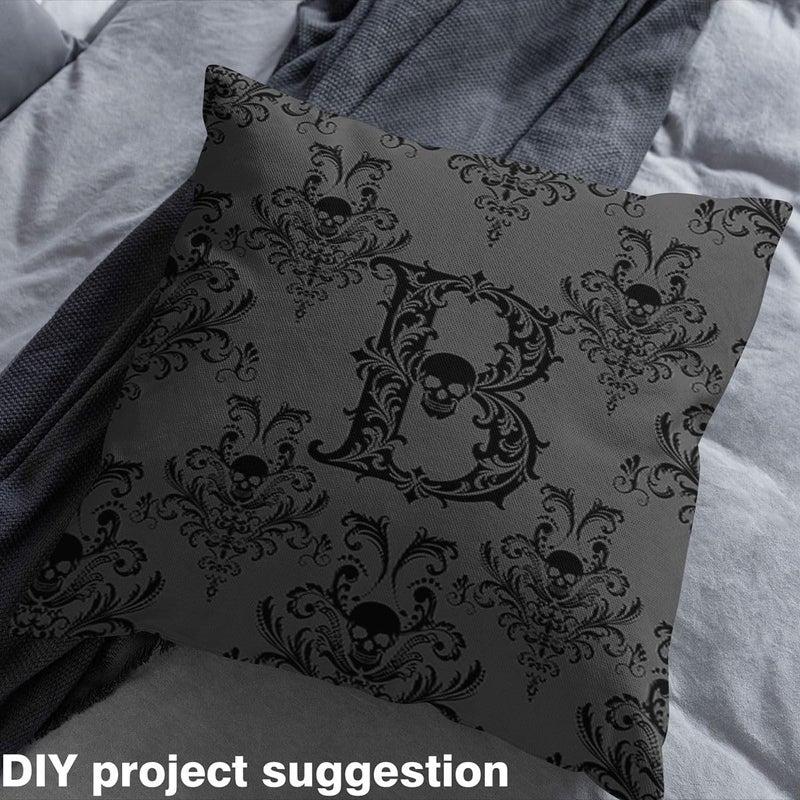 Gothic Damask Upholstery Fabric for Chairs Sugar Skull Letter B Outdoor Fabric by The Yard 109"x63", Personalized Alphabet Coquette Aesthetic Masculine Landscape Fabric - Image 3
