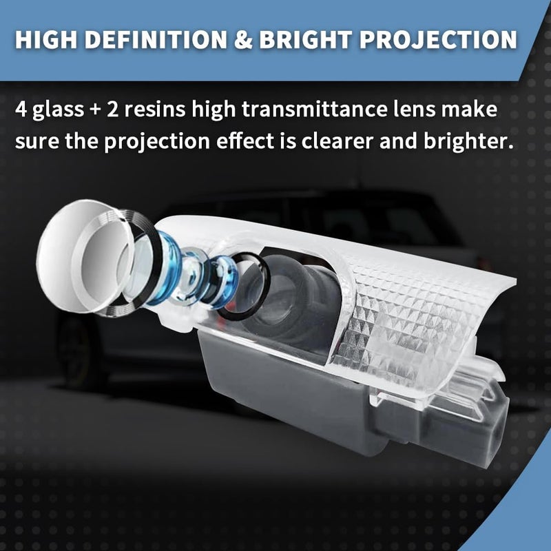 2 قطعة من أضواء شعار باب السيارة LED متوافقة مع لاند كروزر 250 LC250 2023-الحالي، أضواء ترحيبية ليزر بروجيكتور، لمبة بركة، إكسسوارات السيارة (L7 أبيض، لـ LC250 2023-الحالي) - Image 5