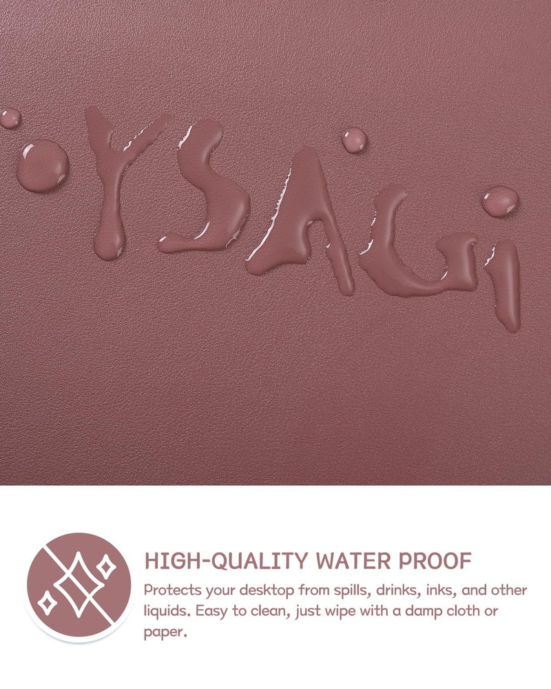 YSAGi Non-Slip Leather Desk Pad Blotter, Waterproof Laptop Computer Desk Keyboard Mat, Table Protector Mat, Large Mouse Pad for Office/Work/Home/Decor(Dark Pink, 31.5" x 15.7") - Image 3