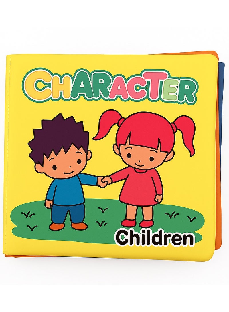 كتاب قماش ناعم ملون ثلاثي الأبعاد للتعليم المبكر للأطفال 4 جوانب 8 صفحات قابلة للغسل لعمر 6 أشهر فما فوق يشعر الأطفال الصغار باللمس، ألعاب مونتيسوري التعليمية للأولاد والبنات (موضوع الشخصيات) - Image 1