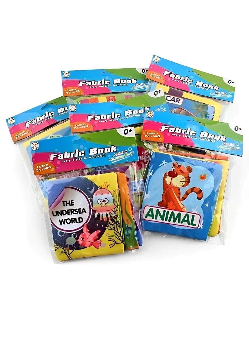 كتاب قماش ناعم ملون ثلاثي الأبعاد للتعليم المبكر للأطفال 4 جوانب 8 صفحات قابلة للغسل لعمر 6 أشهر فما فوق يشعر الأطفال الصغار باللمس، ألعاب مونتيسوري التعليمية للأولاد والبنات (موضوع الشخصيات) - Image 5