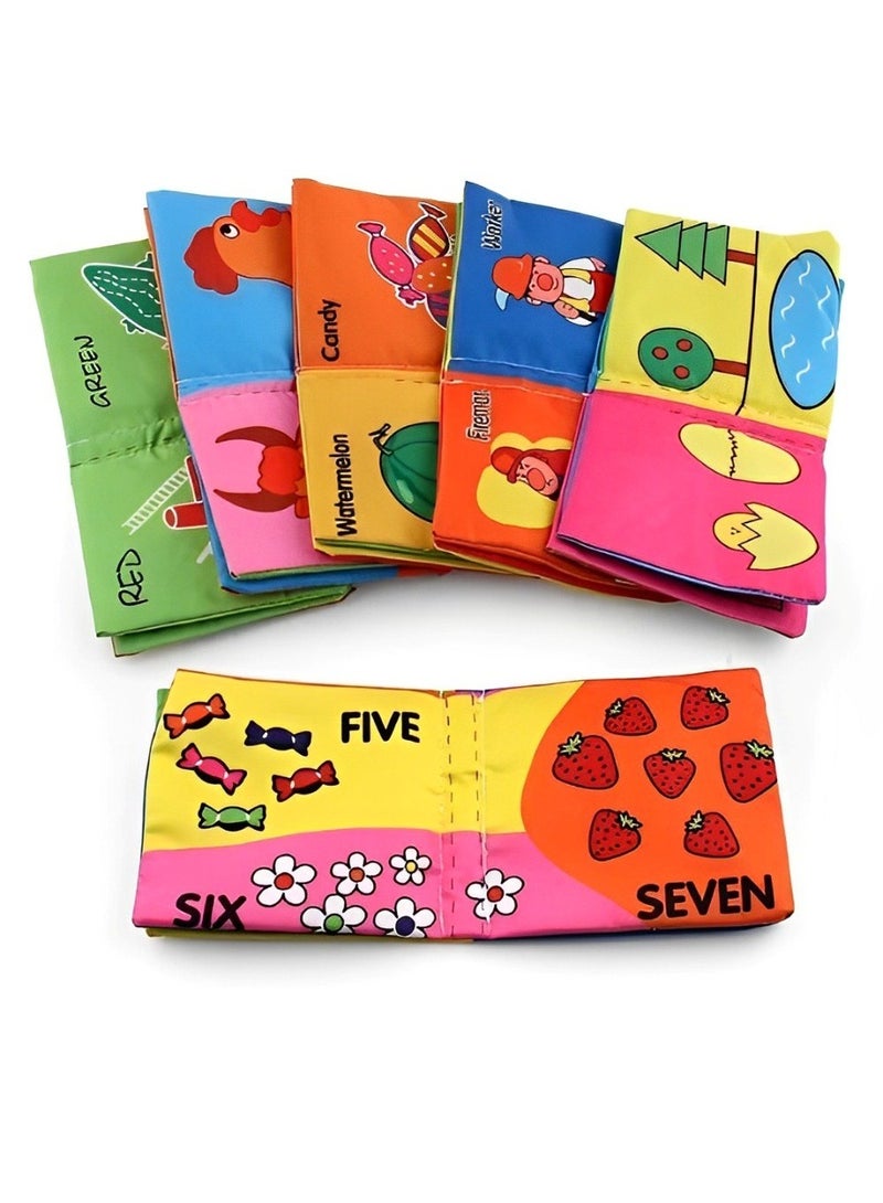 كتاب قماش ناعم ملون ثلاثي الأبعاد للتعليم المبكر للأطفال 4 جوانب 8 صفحات قابلة للغسل لعمر 6 أشهر فما فوق يشعر الأطفال الصغار باللمس، ألعاب مونتيسوري التعليمية للأولاد والبنات (موضوع الشخصيات) - Image 4