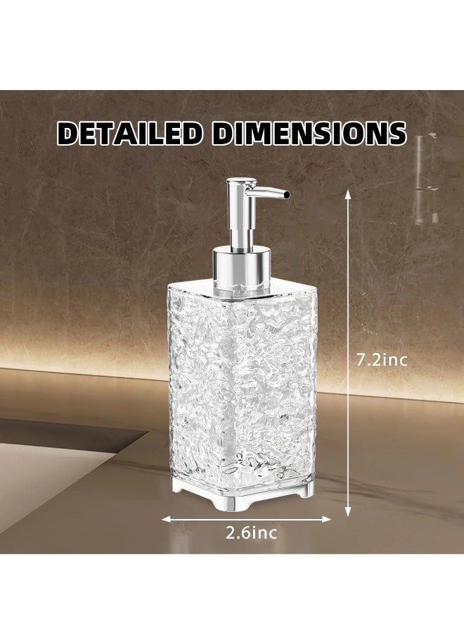 شيبشيب موزع صابون بلاستيكي شفاف بسعة 13.5 أونصة مع مضخة مقاومة للصدأ، موزع صابون سائل قابل لإعادة التعبئة للحمام والمطبخ، تصميم تموجات الماء - Image 2