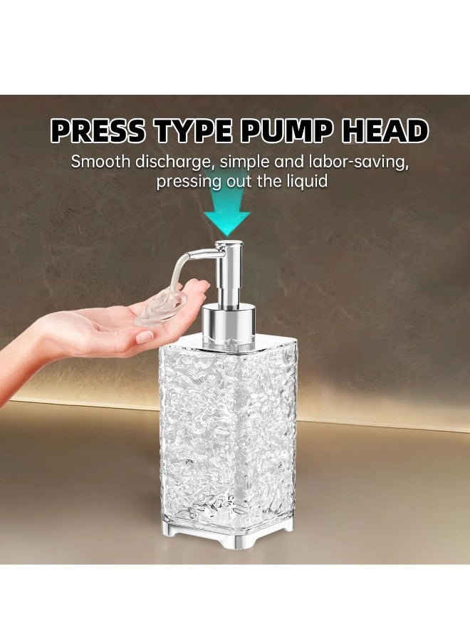 شيبشيب موزع صابون بلاستيكي شفاف بسعة 13.5 أونصة مع مضخة مقاومة للصدأ، موزع صابون سائل قابل لإعادة التعبئة للحمام والمطبخ، تصميم تموجات الماء - Image 3