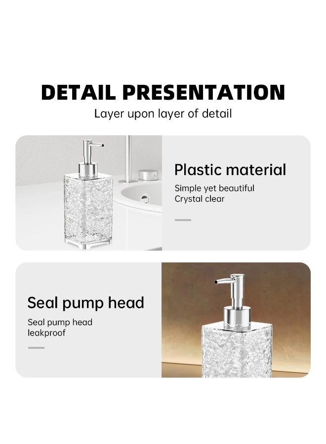 شيبشيب موزع صابون بلاستيكي شفاف بسعة 13.5 أونصة مع مضخة مقاومة للصدأ، موزع صابون سائل قابل لإعادة التعبئة للحمام والمطبخ، تصميم تموجات الماء - Image 5