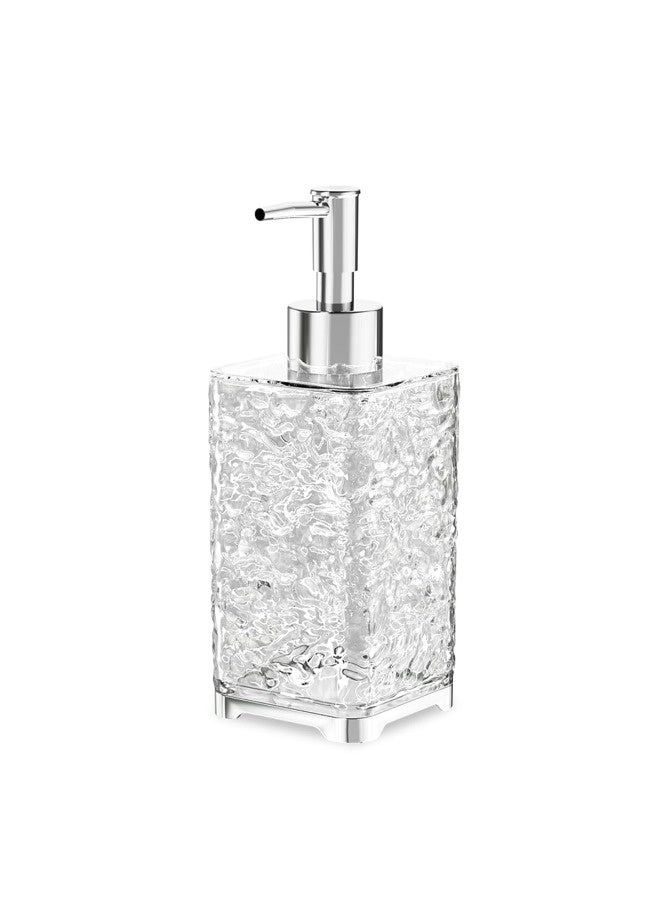شيبشيب موزع صابون بلاستيكي شفاف بسعة 13.5 أونصة مع مضخة مقاومة للصدأ، موزع صابون سائل قابل لإعادة التعبئة للحمام والمطبخ، تصميم تموجات الماء - Image 1