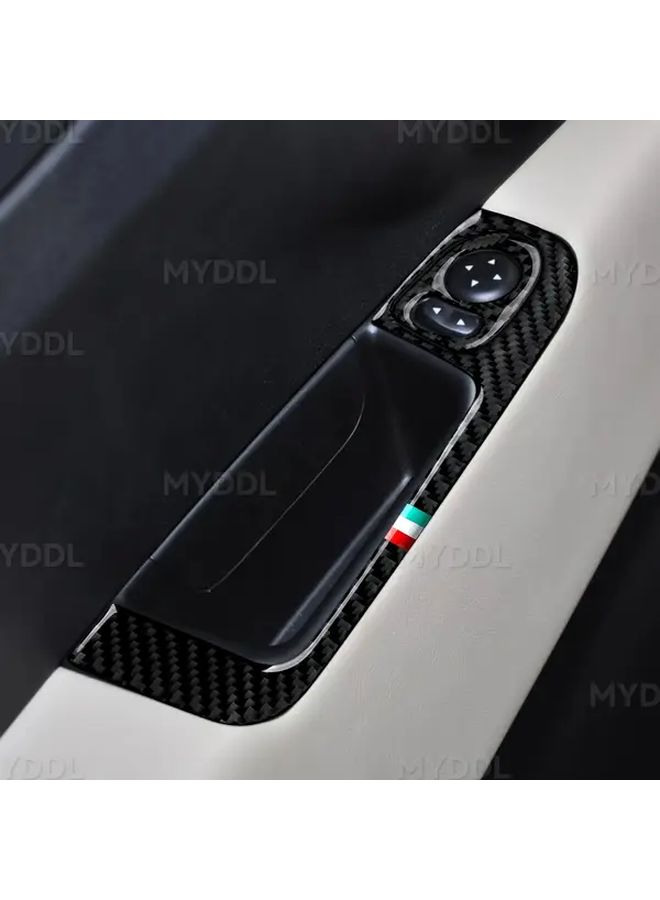 Carbon Fiber Car Window Lift Control Panel Trim Sticker Set Black Compatible With Fiat 500 500C 2007 2024 500e 2009 2019 And Abarth 500 500C 2008 2015 595 595C 695 695C 2014 2024 - Image 5