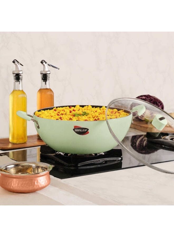NIRLEP NutriHealth Pro 26cm Induction Deep Kadai with Glass Lid | Silver Ion Coating, Induction Compatible, Metal Spoon Friendly, Heavy Duty Handles With Soft Touch Finish - Image 5