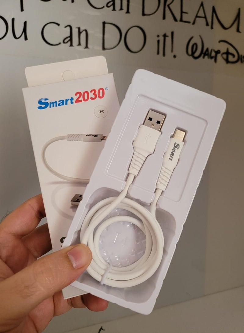 كابل بيانات شحن سريع مع ميزة الإيقاف التلقائي من USB إلى Type-C من سلسلة Explorer لهواوي، هونر، شاومي وجميع أجهزة Type C 6A، 1م، أبيض