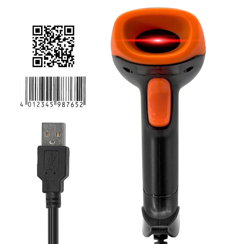 ماسح ضوئي محمول للباركود 1D/2D/QR قارئ باركود سلكي USB يدوي / مسح مستمر مستشعر صورة CMOS يدعم رمز الورق / رمز الشاشة PDF417 متوافق مع أنظمة Windows و Android و MacOS و Linux - Image 1