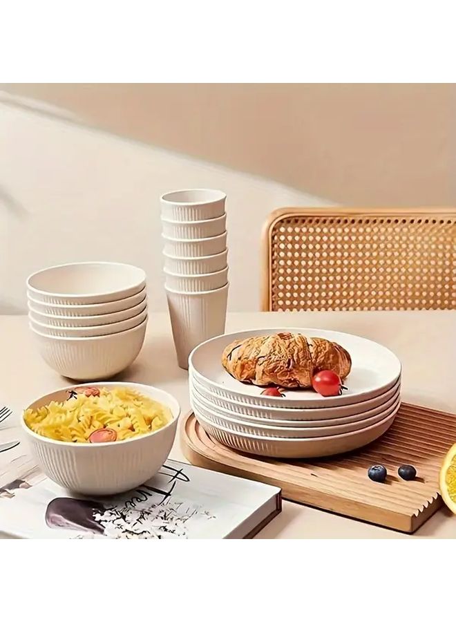Black 36 Piece Plastic Dinnerware Set Microwave Safe Stackable Reusable - Image 4