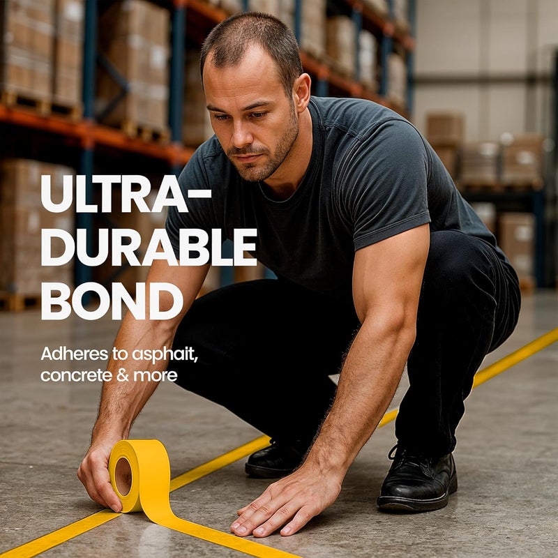 Duramark EC700 Floor Marking Tape for Concrete and Pavement | Industrial Marking Tape for Warehouses | Long-Lasting | High Durability, Yellow, 2 Inches by 108 Feet - Image 4