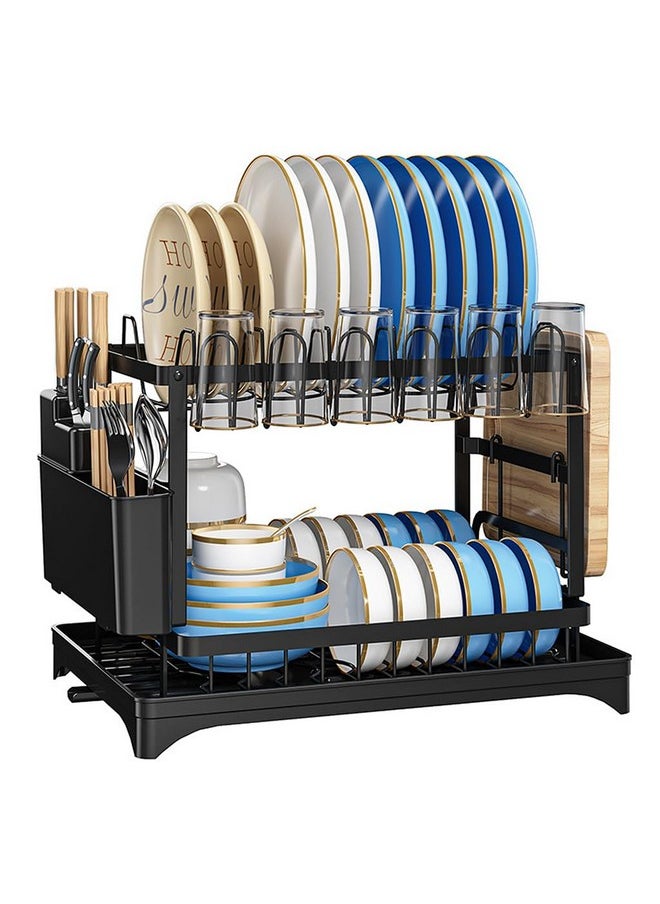 SUPVOX Supvox® Dish Drying Rack Kitchen Organizer Countertop Double Layer Dish Drain Rack Kitchen Organizer Cup Drying Rack Kitchen Carbon Steel Plates Drying Rack Large Dish Drainer Kitchen Organizer  - Image 1