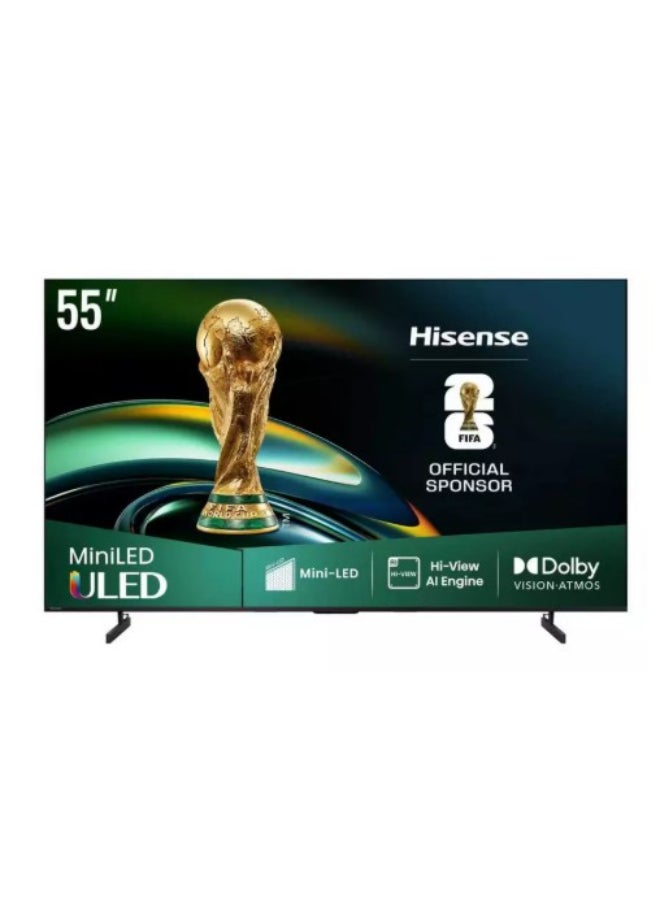 55 Inch Mini LED QLED 4K Smart TV 55U6Q Pro, Quantum Dot, HSR120Hz, AI Engine, Dolby Vision, Atmos, HDR10+, Built-in Subwoofer, Filmmaker Mode, 8 Years OS Update 55U6Q PRO Black