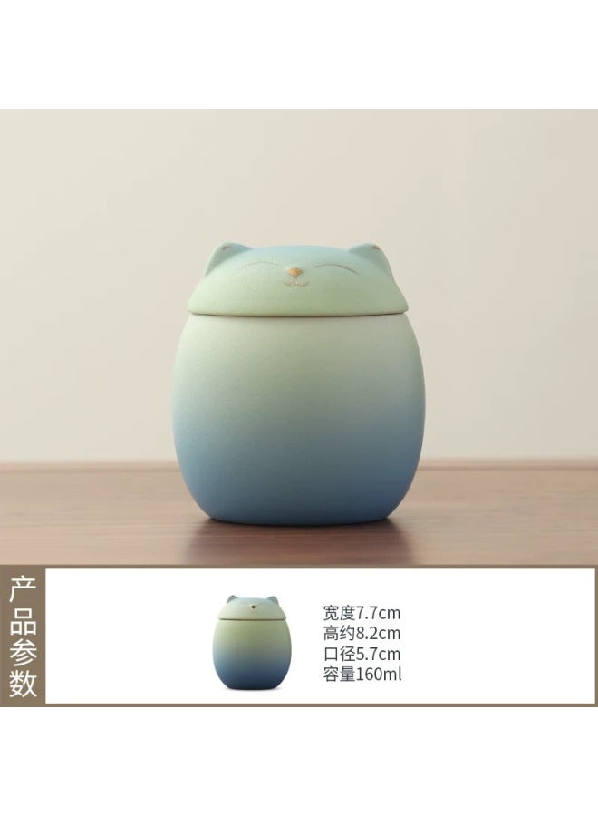 Cross Pet Cans Lucky Cat Ornaments Tea Storage Pot Porcelain Sealed Pot Large Pot Portable Small Travel Scented Tea Pot