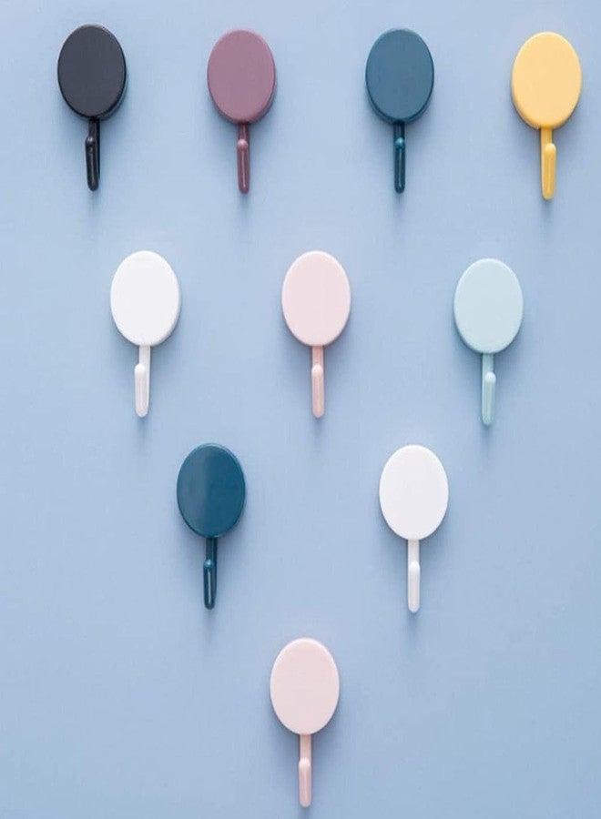OXILY Adhesive Wall Hooks, Decorative Round Hooks in Multiple Colors, Minimalist Design for Home Kitchen Office Bedroom Bathroom Organization (10) - Image 1