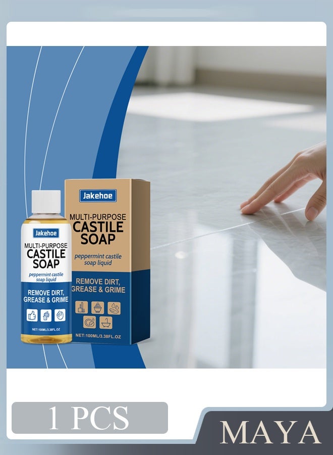 Jakehoe Multi-Purpose Castile Soap I for use in furniture/flooring/kitchen and bathroom I Light fragrance I 100ML - Image 1