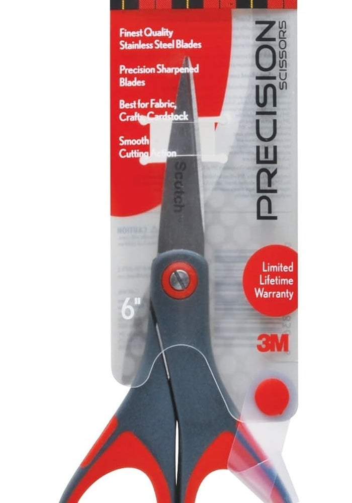 Scotch Precision Scissors 6 in (15 cm) - Stainless Steel Blades with Ergonomic Comfort Grip - Image 1