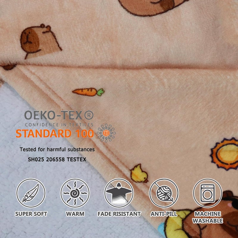 Qeils Wearable Blanket Hoodie for Women, Comfy Sherpa Sweatshirt Blanket as Birthday Christmas Gifts, Oversized Pullover Jacket Blanket Hoodie for Adult (Capybara, Adult) - Image 5