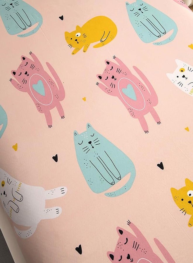 KWLOVER 2PC Soft Bed Fitted Sheet and Pillowcases Set,Cute Cats Printed Bed Sheets for Kids Boys Girls Twin Size Bed (Pink Cats, Twin) - Image 4