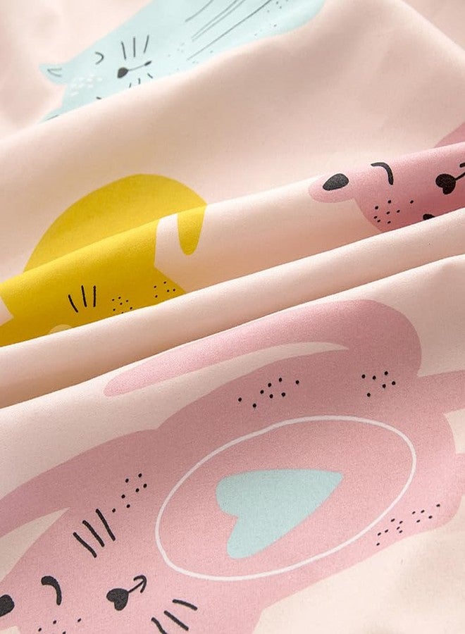KWLOVER 2PC Soft Bed Fitted Sheet and Pillowcases Set,Cute Cats Printed Bed Sheets for Kids Boys Girls Twin Size Bed (Pink Cats, Twin) - Image 5