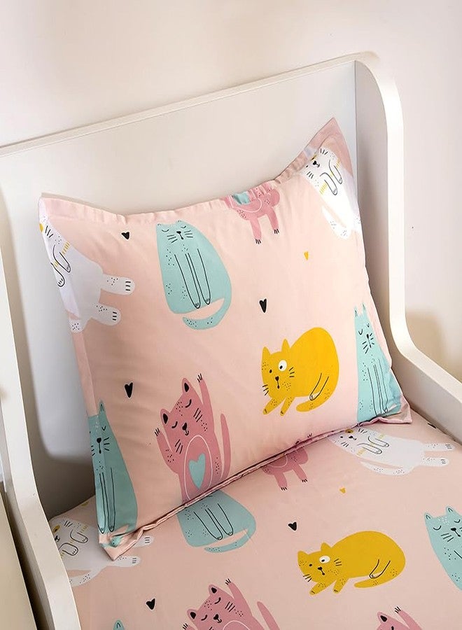 KWLOVER 2PC Soft Bed Fitted Sheet and Pillowcases Set,Cute Cats Printed Bed Sheets for Kids Boys Girls Twin Size Bed (Pink Cats, Twin) - Image 2