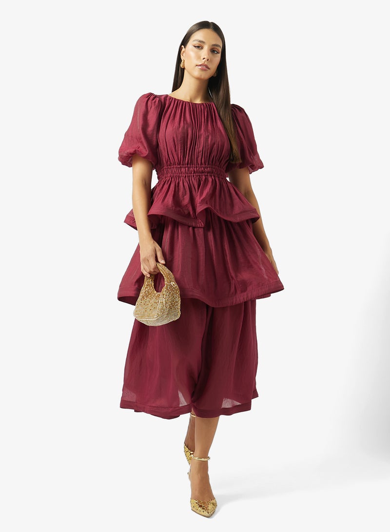 YAS TILLA Tiered Puff Sleeve Midi Dress - Image 4