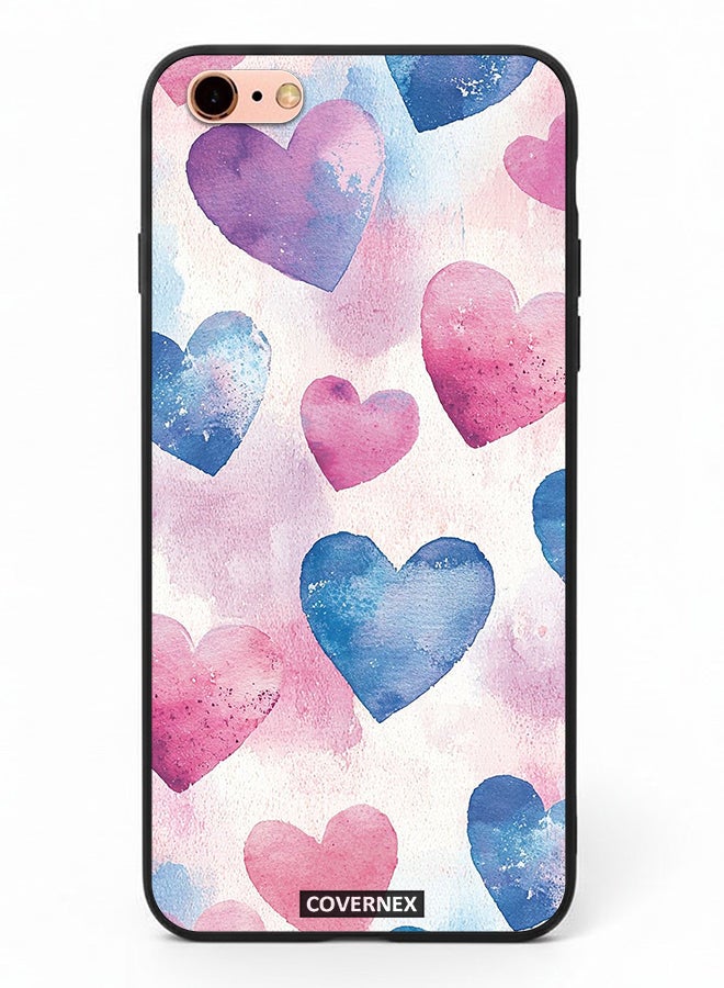 Covernex Apple iPhone 6s Plus Protective Case Cover Printed Featuring Watercolor Soft Heart Pattern - Image 2