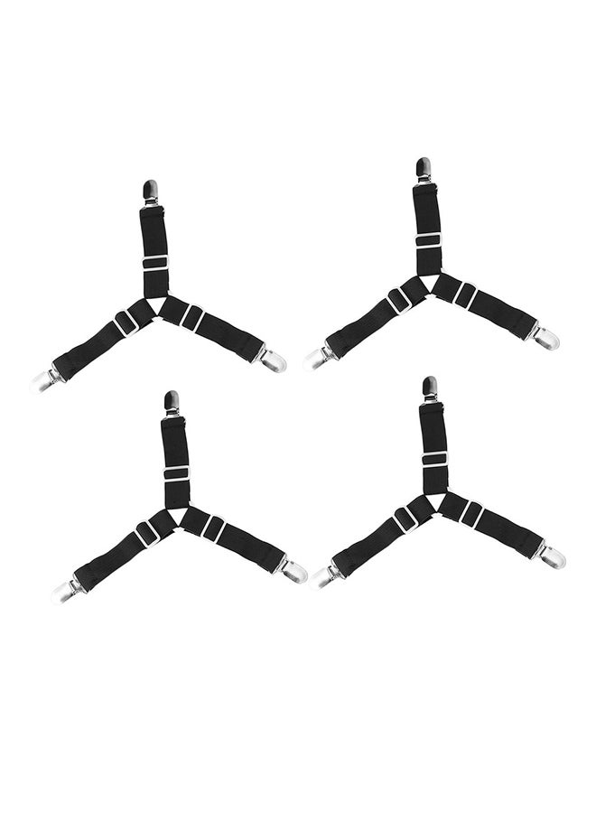 طقم أدوات تثبيت على شكل مثلث لشراشف السرير ومكون من 4 قطع أسود 12x10x3سم - Image 1