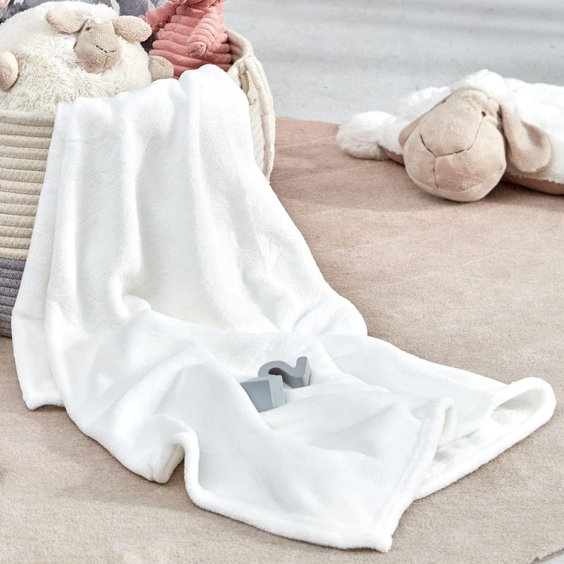 SLEEP ZONE Flannel Fleece Baby Sublimation Blanket 30x40 Inches Soft Fuzzy Plush White Kids Bed Travel Blanket Throw for Girls Boys Toddlers Puppies