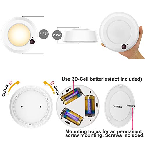 LUXSWAY Wireless Battery Ceiling Lights, Remote Shower Lights Color Changing, 300 Lumens Dimmable Wireless Ceiling Lights for Bedroom Shower Closet Hallyway, 5.67 Inch, 2 Pack - Image 4