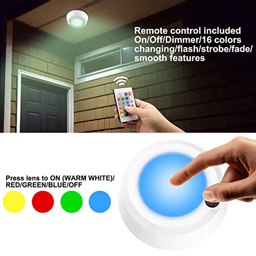 LUXSWAY Wireless Battery Ceiling Lights, Remote Shower Lights Color Changing, 300 Lumens Dimmable Wireless Ceiling Lights for Bedroom Shower Closet Hallyway, 5.67 Inch, 2 Pack - Image 2