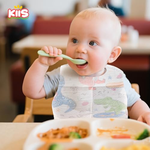 KIIS Disposable Baby Bibs with Large Crumb-Catching Pocket - Hygienic, Soft and Leakproof Eating, Travel Must Haves, 20 Count (Dino) - Image 2