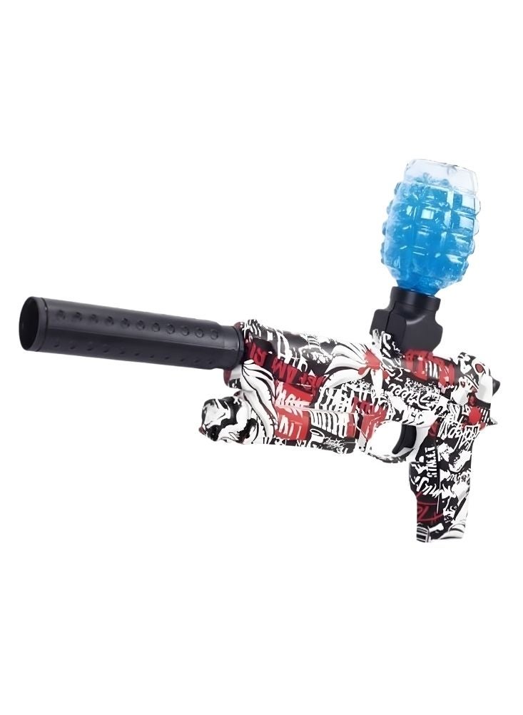 بريميم مسدس لعبة رصاصات مائية أسود وأحمر وأبيض - قاذف كرات جل ناعمة مع خزان ذخيرة أزرق، لعبة إطلاق نار حركية - Image 1