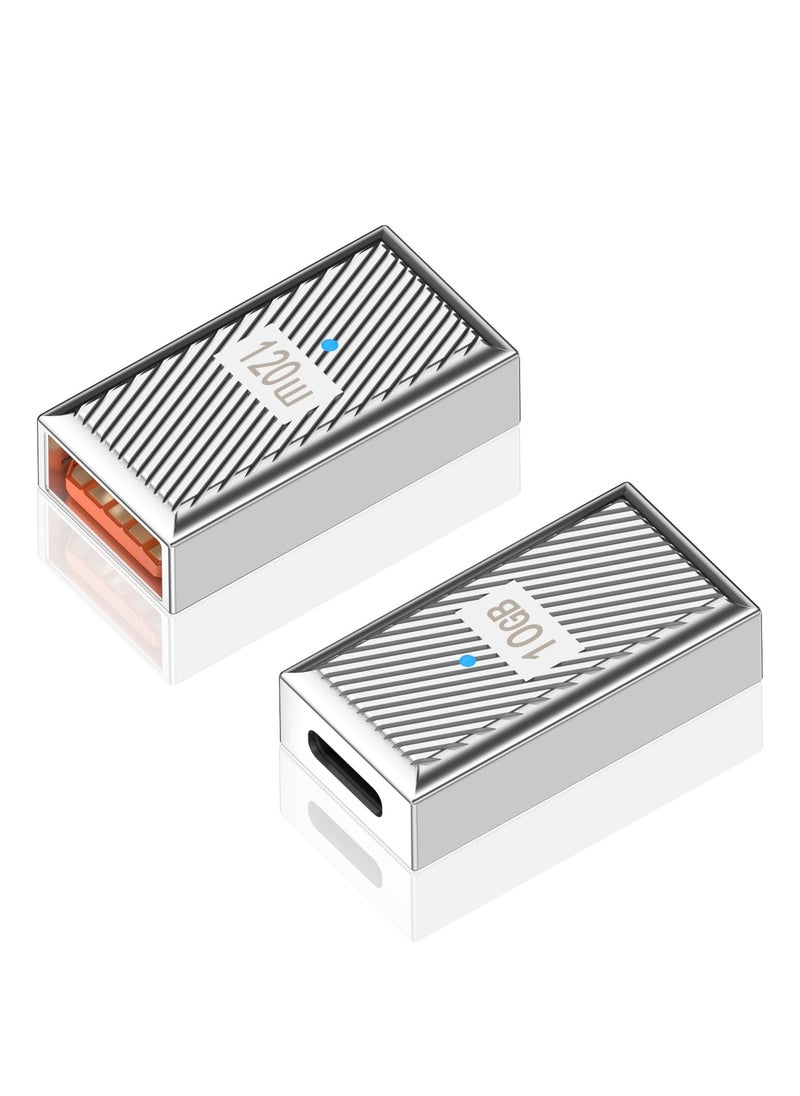 CMGTYYD. محول USB C إلى USB A أنثى إلى USB A أنثى 10 جيجابت في الثانية، محول USB C إلى USB A مزدوج الجانب USB 3.1 إلى محول شحن USB من النوع C متوافق مع كمبيوتر MacBook، كمبيوتر محمول، شاحن، 2Pack  - Image 1