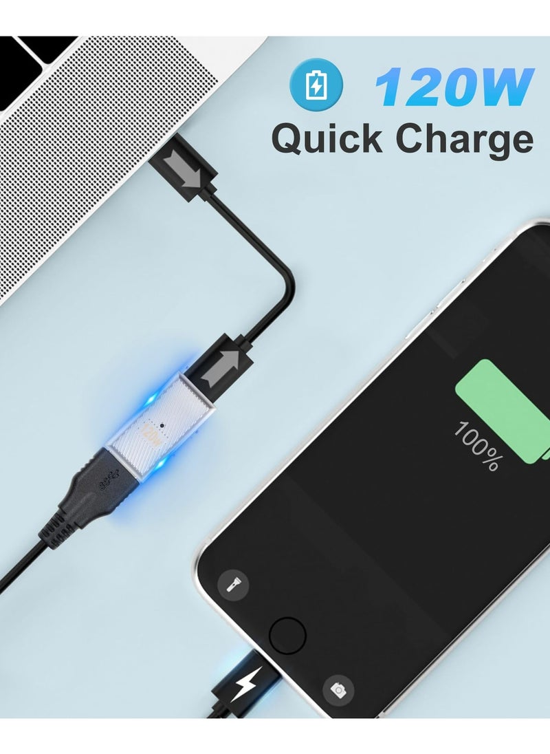 CMGTYYD. محول USB C إلى USB A أنثى إلى USB A أنثى 10 جيجابت في الثانية، محول USB C إلى USB A مزدوج الجانب USB 3.1 إلى محول شحن USB من النوع C متوافق مع كمبيوتر MacBook، كمبيوتر محمول، شاحن، 2Pack  - Image 3