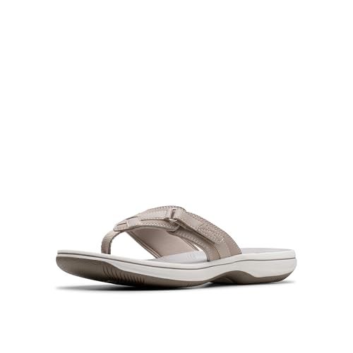 Clarks Women's Breeze Sea Flip-Flop, Light Taupe Synthetic, 8 - Image 1