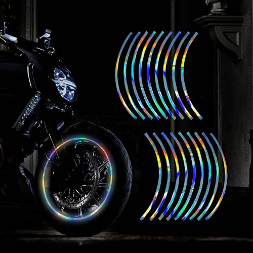 TOMALL 18pcs Lengthen 1619 Reflective Wheel Rim Stripe Decal for Motorcycle Wheels Car Cycling Bike Bicycle Night Safety Decoration Stripe Universal Reflective Sticker for Car Gradient - Image 1