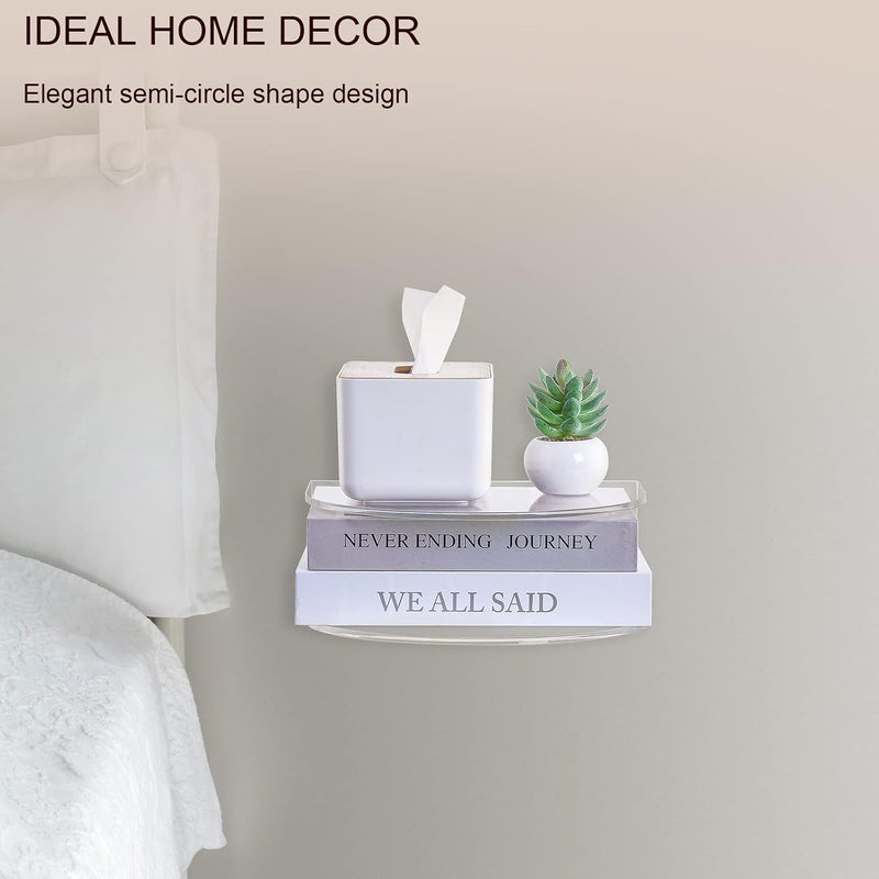 HMYHUM Acrylic Floating Nightstand, Wall Mounted Bedside Table for Bedroom, Hanging, 8 lbs Load, 10.5" L x 10 "W x 4" H, Clear - Image 4