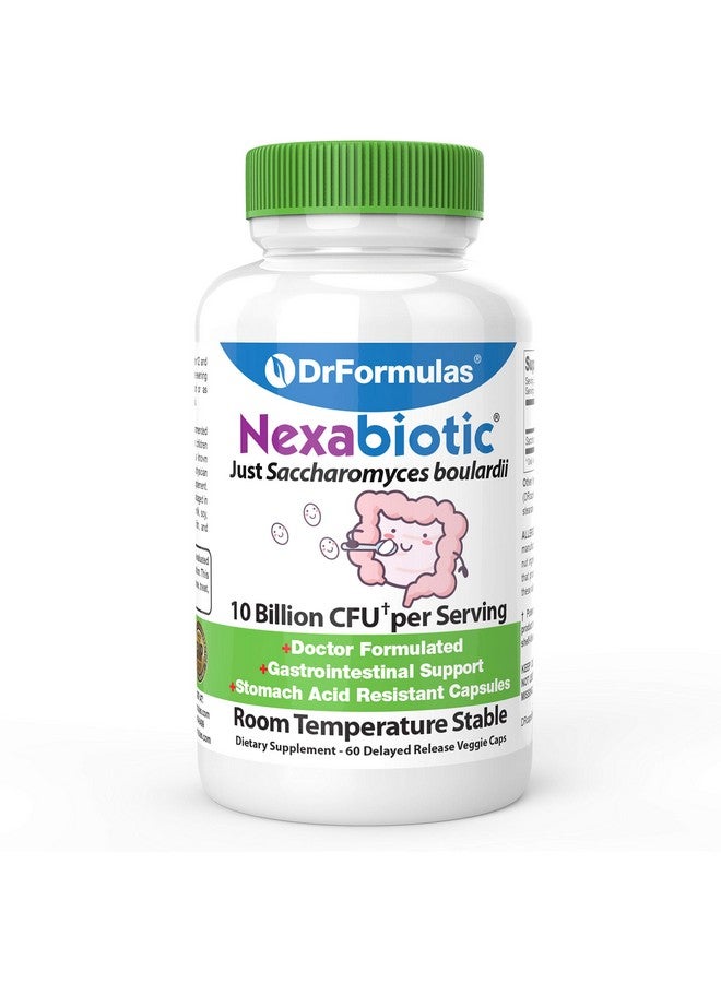 DrFormulas Saccharomyces Boulardii Probiotic 10 Billion CFUs | Nexabiotic S boulardii, Immune and Digestive Support Supplement, 60 Stomach Acid Resistant Probiotics Capsules - Image 1
