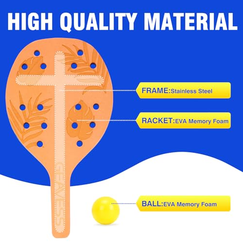 GEAVESS Foam Beach Tennis Racket Set, Beach Paddle Game Set, EVA Memory Foam Racket for Kids, Junior, Adult - Image 2