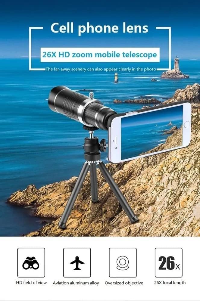 Smars 26X 4K HD Dual Zoom Telephoto Mobile Lens with Tripod, Ultra Wide Angle Universal External Smartphone Camera Lens with Background Blur - Image 4