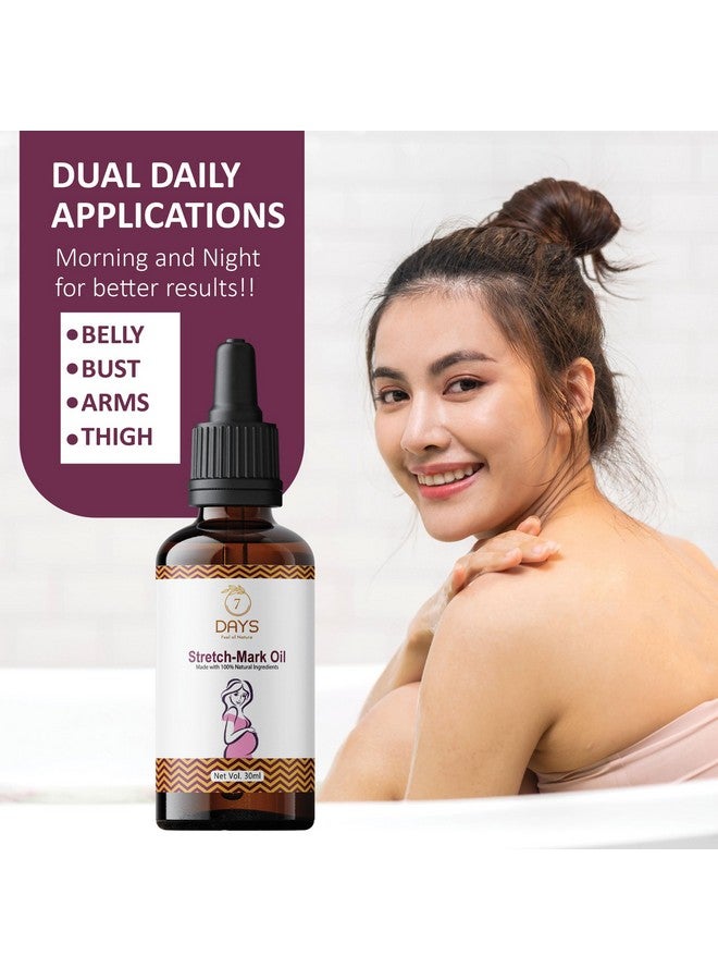 7 Days 7DAYSNATURAL Stretch Mark Oil for Pregnancy | Boosts Elasticity & Fades Stretch Marks | Coconut Oil Blended with 9 Botanical Oils(30 Ml) - Image 4