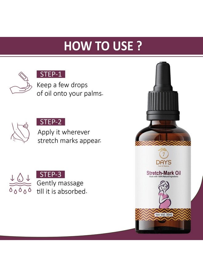 7 Days 7DAYSNATURAL Stretch Mark Oil for Pregnancy | Boosts Elasticity & Fades Stretch Marks | Coconut Oil Blended with 9 Botanical Oils(30 Ml) - Image 3