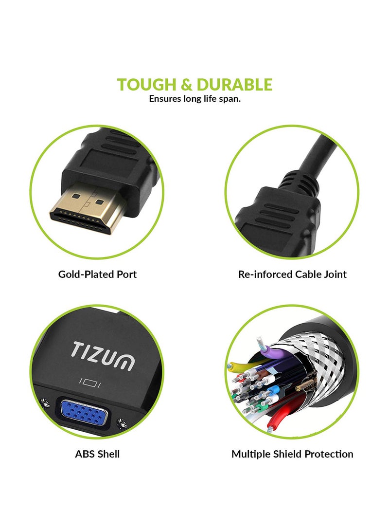 Tizum Renewed - Hdmi to Vga/Av Adapter Cable 1080P for Projector, Computer, Laptop, Tv, Projectors & Tv with Aux Cable - Image 5