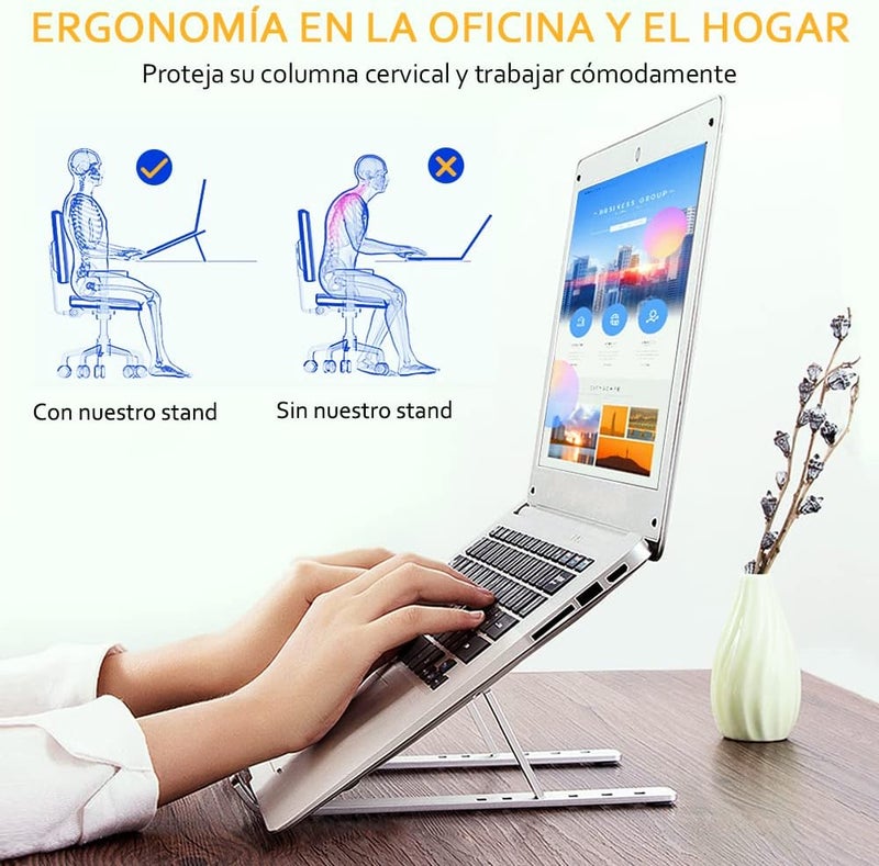 Babacom Laptop Stand, Ventilated Foldable Aluminium Notebook Stand for Cooling, Adjustable Laptop Holder Compatible with MacBook Air Pro, All 10 - 15.6 Inch Laptops - Image 3