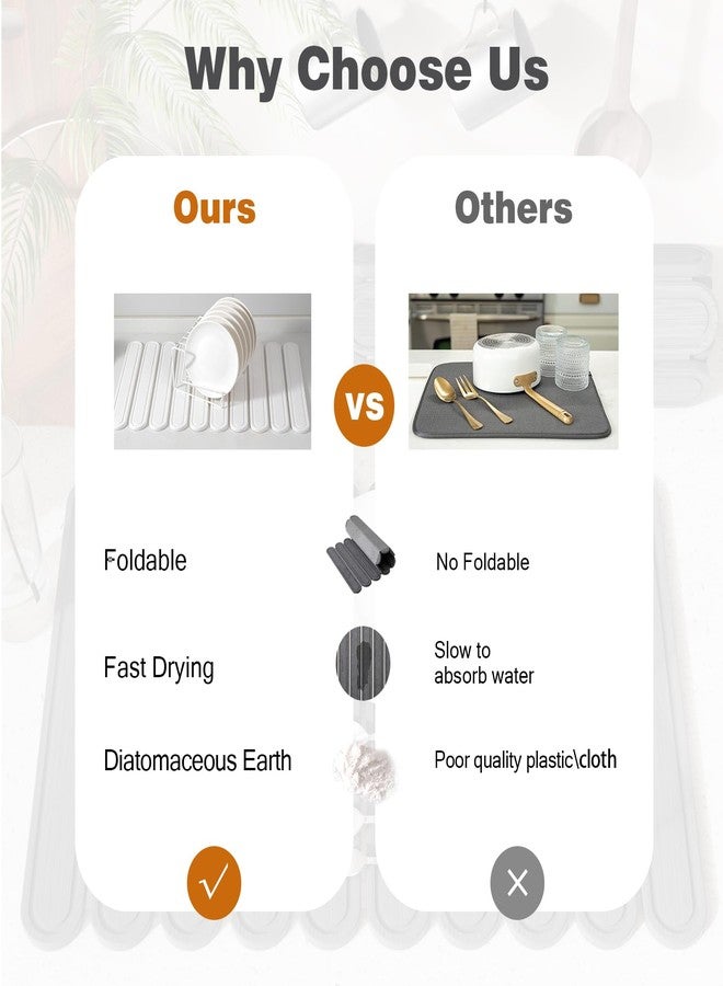 imgrose Stone Dish Drying Mat for Kitchen Counter, Quick Dry Stone Mat Kitchen for Dishes Bottles Cups, Large Foldable Diatomaceous Earth Dish Drying Mats Mat - Image 3