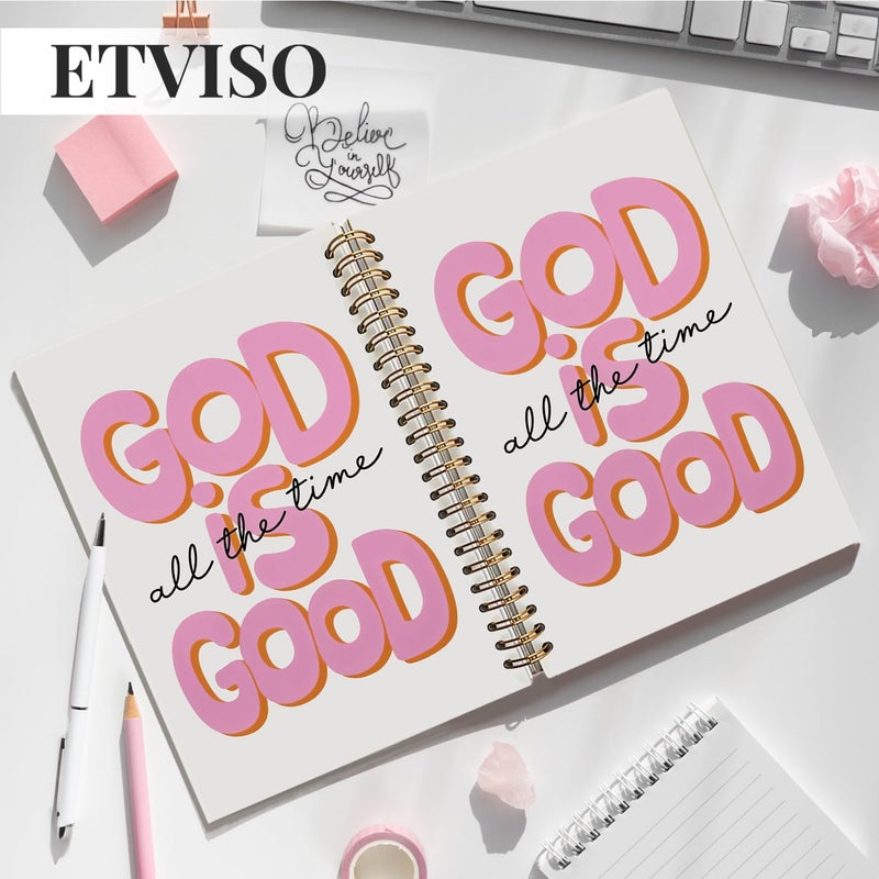 ETVISO Pink Bible Journal Notebook for Women, Inspirational Christian Gifts for Women, Prayer Bible Supplies Journal, Church Notes Notebook, Cute Preppy Aesthetic Hardcover Spiral Notebooks 5.5x8.3 - Image 2